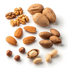 group of nuts isolated on white