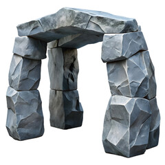 3D Stylized Stone Arch Megalith Portal Game Asset Isolated on Transparent Background PNG