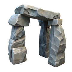 3D Stylized Megalithic Stone Archway Dolmen Game Asset Isolated on Transparent Background PNG