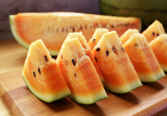 Slices of Orange Watermelon, a Fruit that Tasty and Rich in Vitamins and Minerals