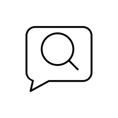 speech bubble with search icon