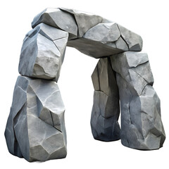 3D Stylized Stone Arch Megalith Portal Game Asset Isolated on Transparent Background PNG