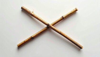 Natural Wooden Sticks Crossed on Light Background for Artistic Use