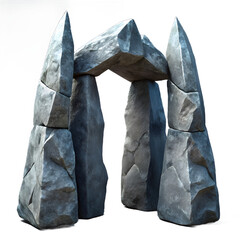3D Fantasy Stone Arch Portal Spiky Megalith Game Asset Isolated on Transparent Background PNG