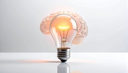 Light Bulb And Brain Symbolizing Creativity And Innovation Ideas