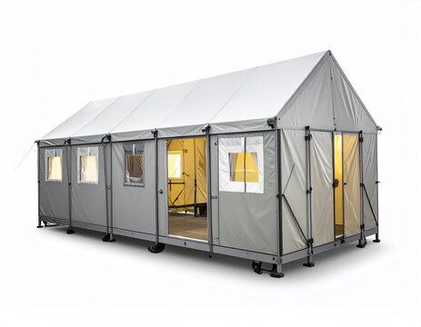 Modular Military Tent Housing Unit on white background