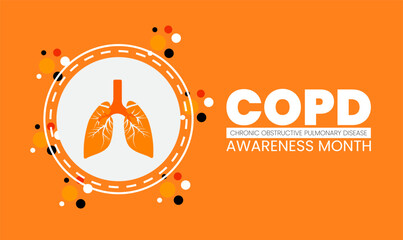 COPD Awareness Month Poster Banner and Background Abstract Design Template with Lungs and Medical Illustration for Respiratory Health Education Health Awareness and Prevention Campaign