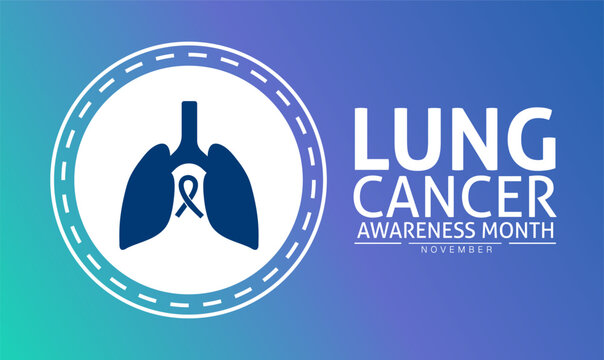 Lung Cancer Awareness Month Poster Banner and Background Abstract Design Template with White Ribbon and Lungs Illustration for Health Awareness Medical Prevention and Respiratory Care Campaign