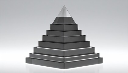 Black Acrylic Pyramid Steps Product Pedestal 3D Render