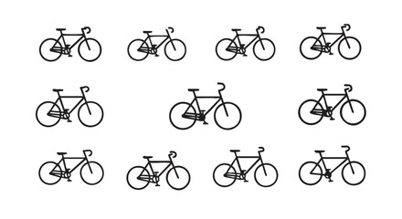 Seamless bicycle pattern design isolated on white background simple outline style