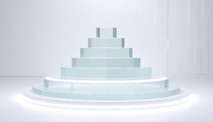 Glass Pyramid Pedestal on White Background