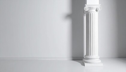 White Classical Column Against a Wall