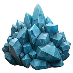 3D Blue Crystal Ice Rock Formation Game Asset Isolated on Transparent Background PNG