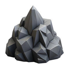 3D Stylized Rock Mountain Formation Game Asset Isolated on Transparent Background PNG