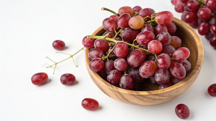 Grape in bowl isolated in white background