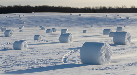 風に巻かれて転がる雪のロール