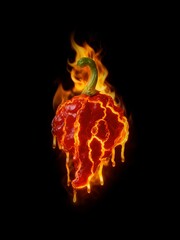 Fototapeta premium Melting Red Chili with Lava Effect on Black Background