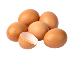 Small Cluster of Brown Free Range Eggs Isolated on White