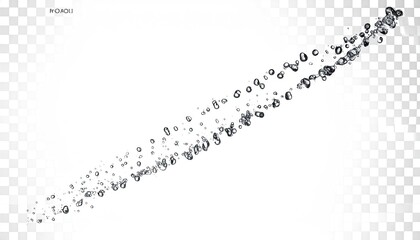 Fototapeta premium Diagonal Water Droplet Trail on Transparent Background