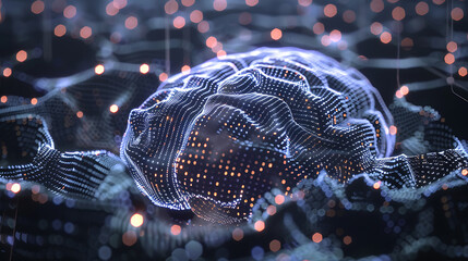 Machine learning robotics system visualized as glowing interface in high tech environment  