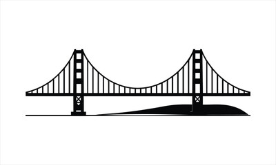 Minimalist Golden Gate Bridge Illustration with Simple and Clean Design Style