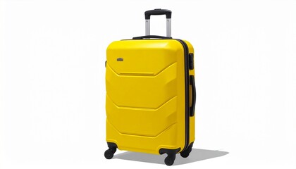 big yellow travel suitcase, png file of isolated cutout object with shadow on on