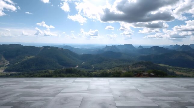 beautiful mountain landscape with blue sky distant hills and wide valley under natural sunlight scenery - Powered by Adobe