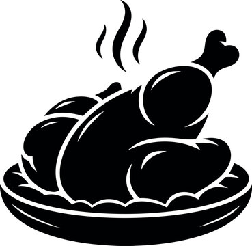 black roasted chicken on plate clip art preview