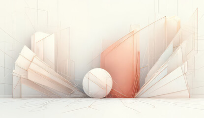 Minimalist 3d render of geometric shapes isolated on white background