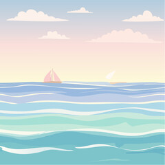 Naklejka premium Abstract sea background with pastel colored thick brush strokes. Hand drawn nautical seamless pattern.