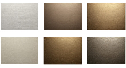 Set of six gold and beige textured paper backgrounds with metallic shimmer perfect for luxury designs and elegant presentations