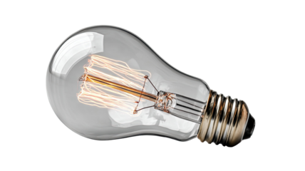 Luminous light bulb glowing electric lamp bright energy innovation illumination idea object creativity element isolated on white background