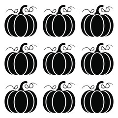 A seamless pattern of ripe orange Halloween pumpkins and autumn leaves for a fall harvest design