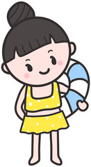 해변 물놀이를 즐기는 여자아이 사람