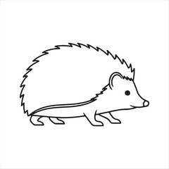 Minimalist Hedgehog Line Drawing. Cute Black and White Animal Illustration