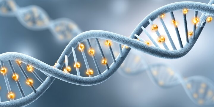 a realistic photo of DNA base pair highlights on a bioinformatics platform
