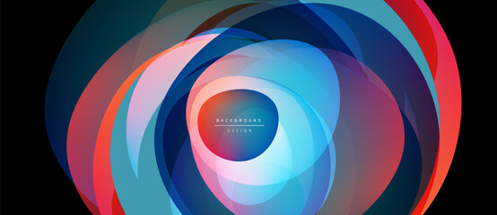 Obraz premium Abstract swirling layers, vibrant colors blend. Circular design creates dynamic visual effect. Modern background suitable for various projects.