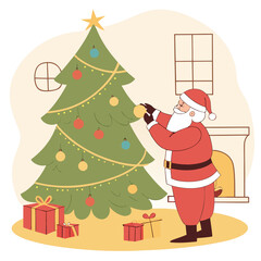 santa claus with christmas tree
