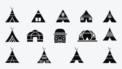 Native Tribe Homes and Teepees Silhouette Bundle © pramzstadobe