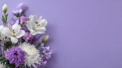 上品なフラワーアレンジメント - 追悼、癒やし、メモリアル素材（パープル系）