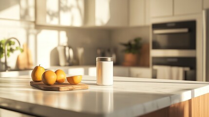 Food on kitchen counter with blurred background for product advertisement