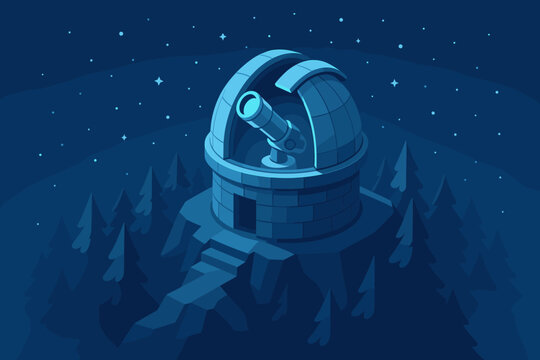 Inside sky peak observatory pine illustration dome vector futuristic surrounding