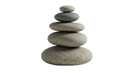 Stack of smooth gray balancing stones isolated on black background for meditation and relaxation concepts