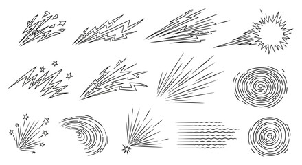 Collection of graphic speed and motion lines abstract