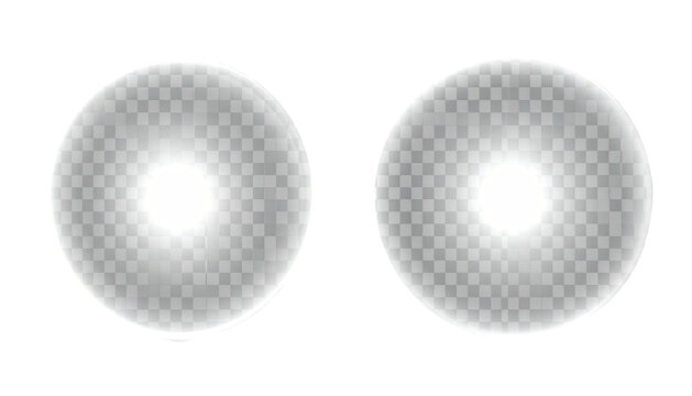 Two glowing white orbs with a halo on a transparent background