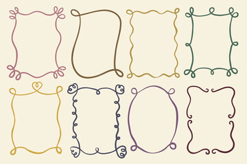 Minimalist hand drawn vector frames set. Art for greeting cards, wedding invitations, poster design, postcards, branding, logo design, background. Isolated design elements.