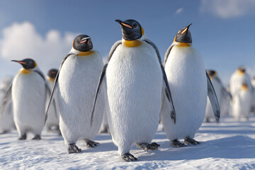 Fototapeta premium A Fascinating Exploration of Penguin Social Structurs: Discovering How Group Dnamics Among These Flightlss Birds Influence Their Srvival and Adaptation in Callenging Habitats