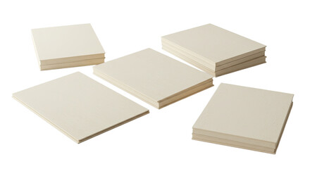 Stacks of blank beige sticky notes isolated on white background, perfect for office or organizational use