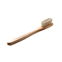 Bamboo Toothbrush with White Bristles Isolated on White Background