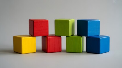 Obraz premium Colorful wooden blocks stacked in a pyramid formation